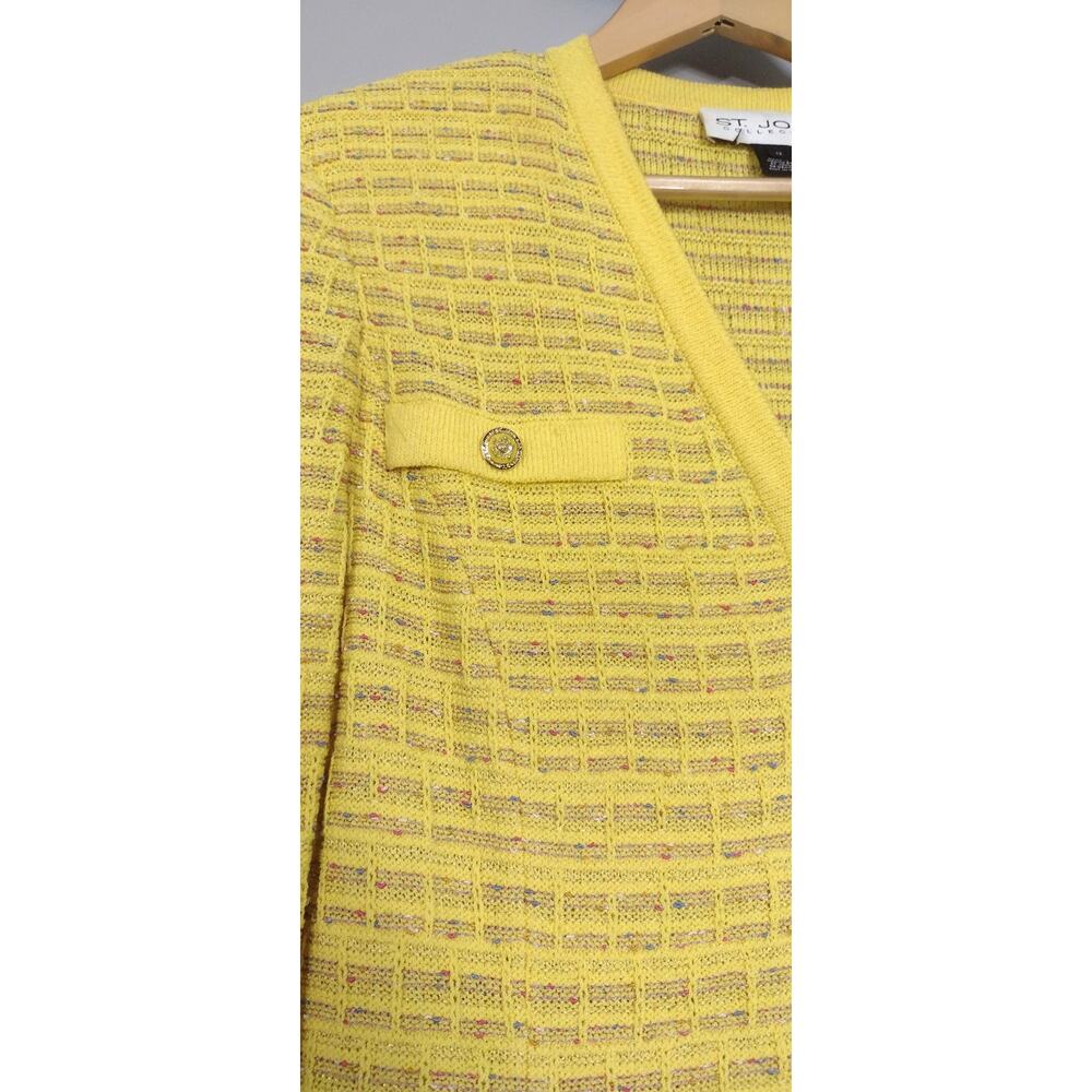 St. John Collection Multicolor Yellow Button Front Cardigan Sweater Size 12 - Picture 3 of 16